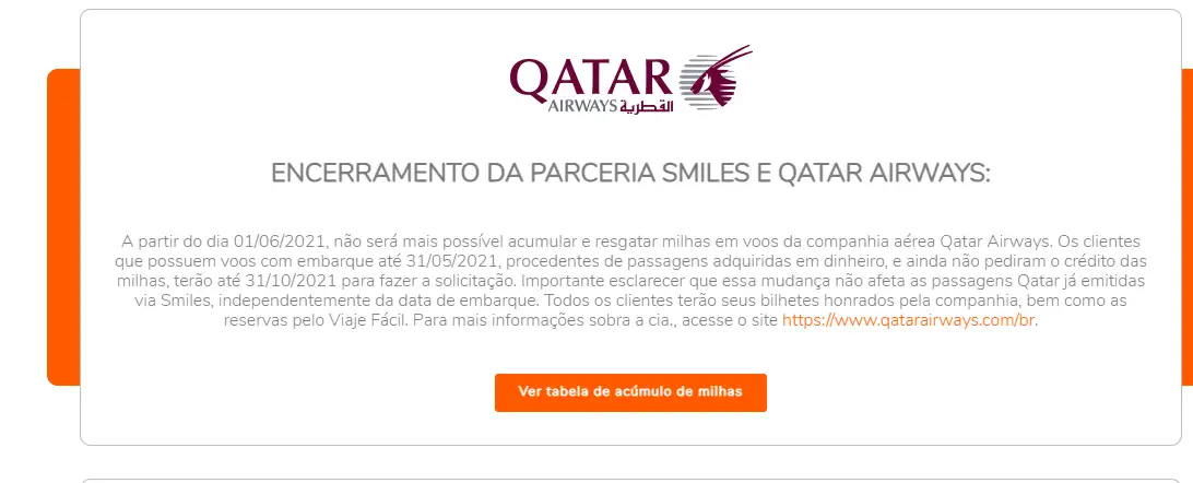 Smiles anuncia encerramento de parceria com a Qatar Airways